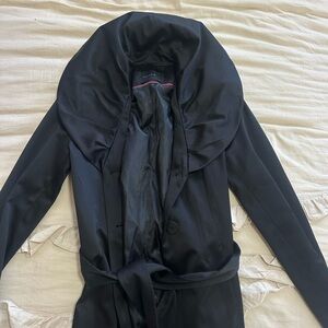 Tahari Black Satin Trench Coat